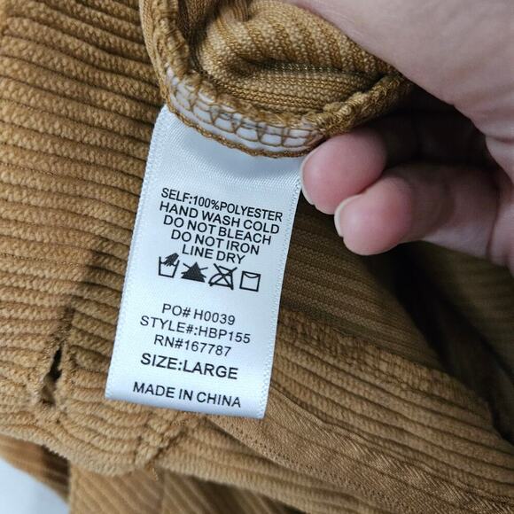 Hunter & Brown Tan Corduroy High Rise Pants Pockets Elastic Waist Size Large - Picture 6 of 6